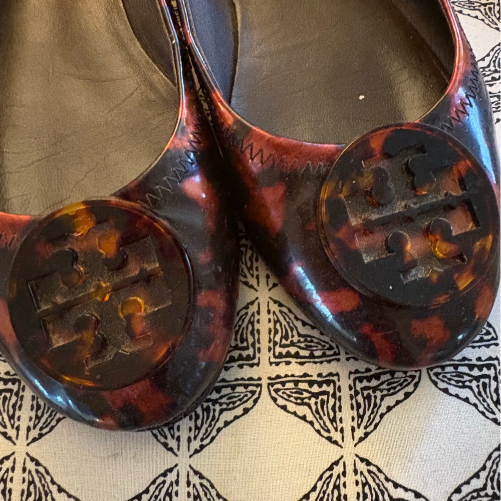 TORY BURCH Reva Tortoise Shell Ballet Flats size 7.5 - Picture 8 of 11